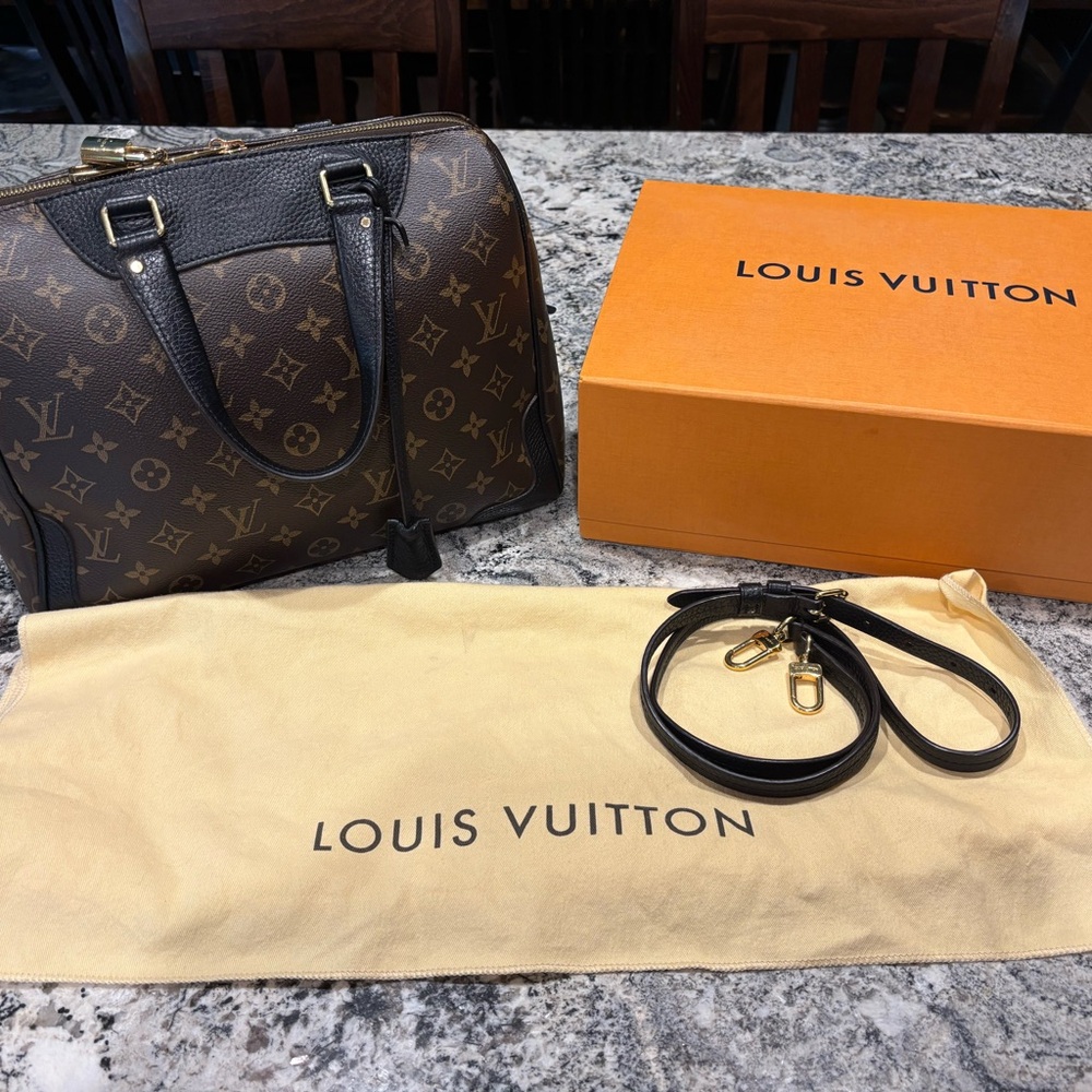 Louis Vuitton Retiro Brown Monogram with black leather accents Satchel crossbody